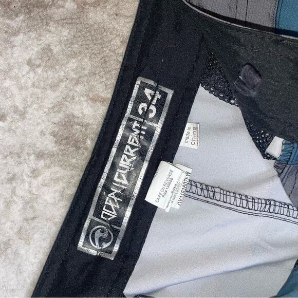 Ocean Current blue and gray men's swim trunks SZ 34" - Picture 3 of 4